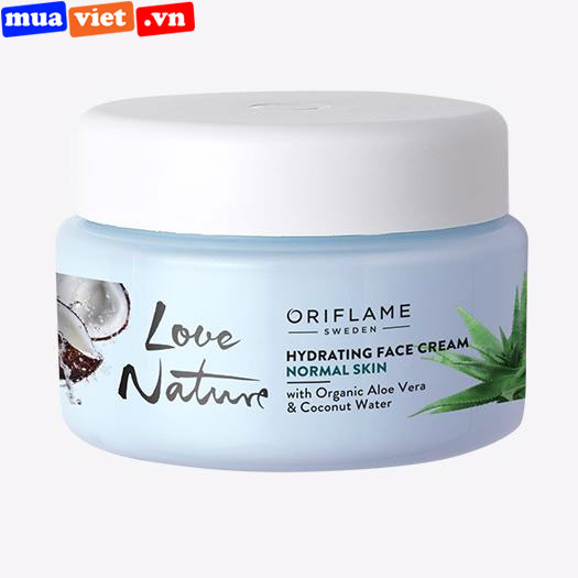 34821 Oriflame Kem dưỡng ẩm da thường Love Nature Hydrating Face Cream with Organic Aloe Vera & Coconut Water