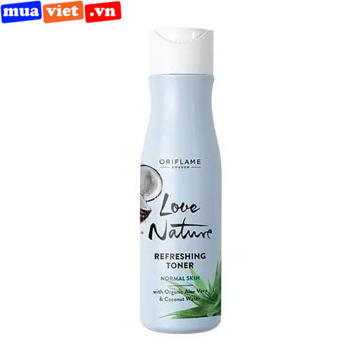 34820 Oriflame Nước cân bằng da thường Love Nature Refreshing Toner with Organic Aloe Vera & Coconut Water