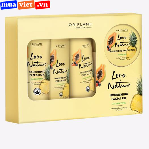 42050 Oriflame Bộ dưỡng da trắng sáng Nourishing Facial Kit with Organic Guarana, Papaya & Pineapple